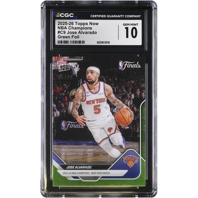 Jose Alvarado New York Knicks 2025-26 Topps Now Green Foil #C9 #/99 CGC Authenticated GEM MINT 10 Card