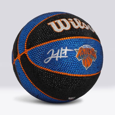 Josh Hart New York Knicks Autographed Fanatics Authentic Black and Blue Wilson Team Tribute Basketball - Art by Rock On Sports