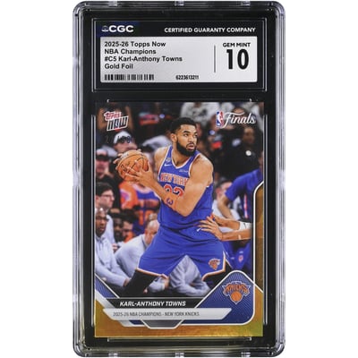 Karl-Anthony Towns New York Knicks 2025-26 Topps Now Gold Foil #C5 #/50 CGC Authenticated GEM MINT 10 Card