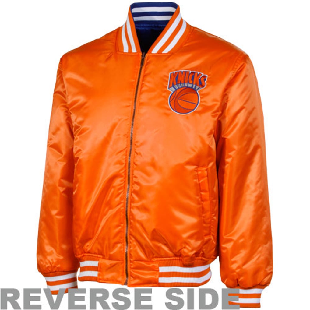 Majestic New York Knicks Reversible Satin Full Zip Jacket - Orange 