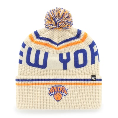 New York Knicks '47 Quattrle Cuffed Knit Hat with Pom - Natural