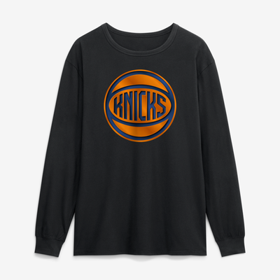 New York Knicks  Metallic Mascot Long Sleeve T-Shirt - Black