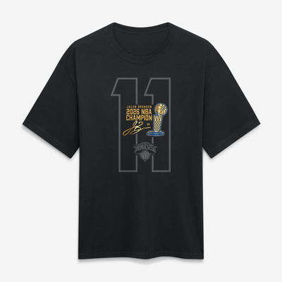 Jalen Brunson New York Knicks Fanatics 2026 NBA Champions Trophy Collection Heavyweight T-Shirt - Black