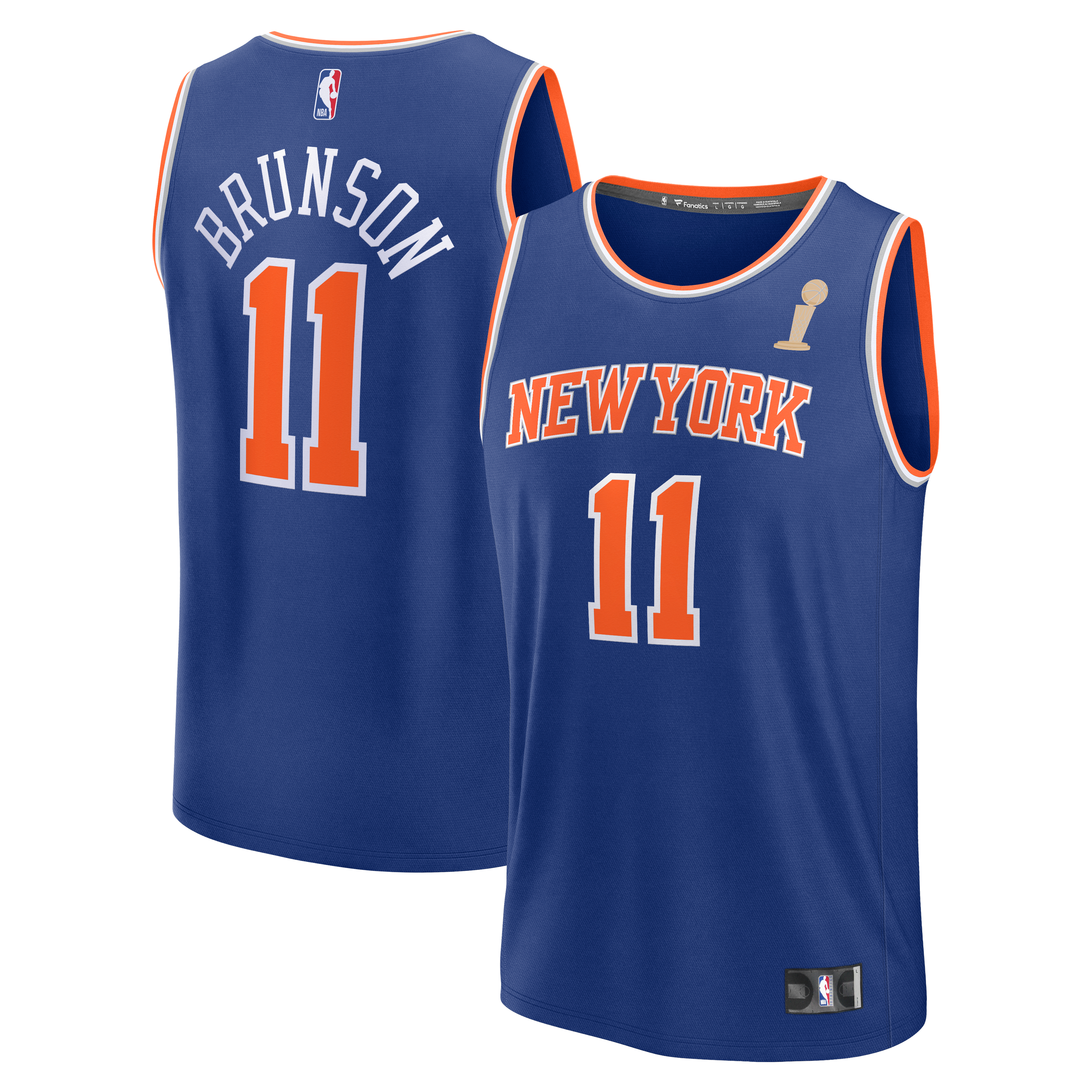 Jalen Brunson New York Knicks 2026 NBA Finals Champions Fast Break Jersey Icon Edition Blue