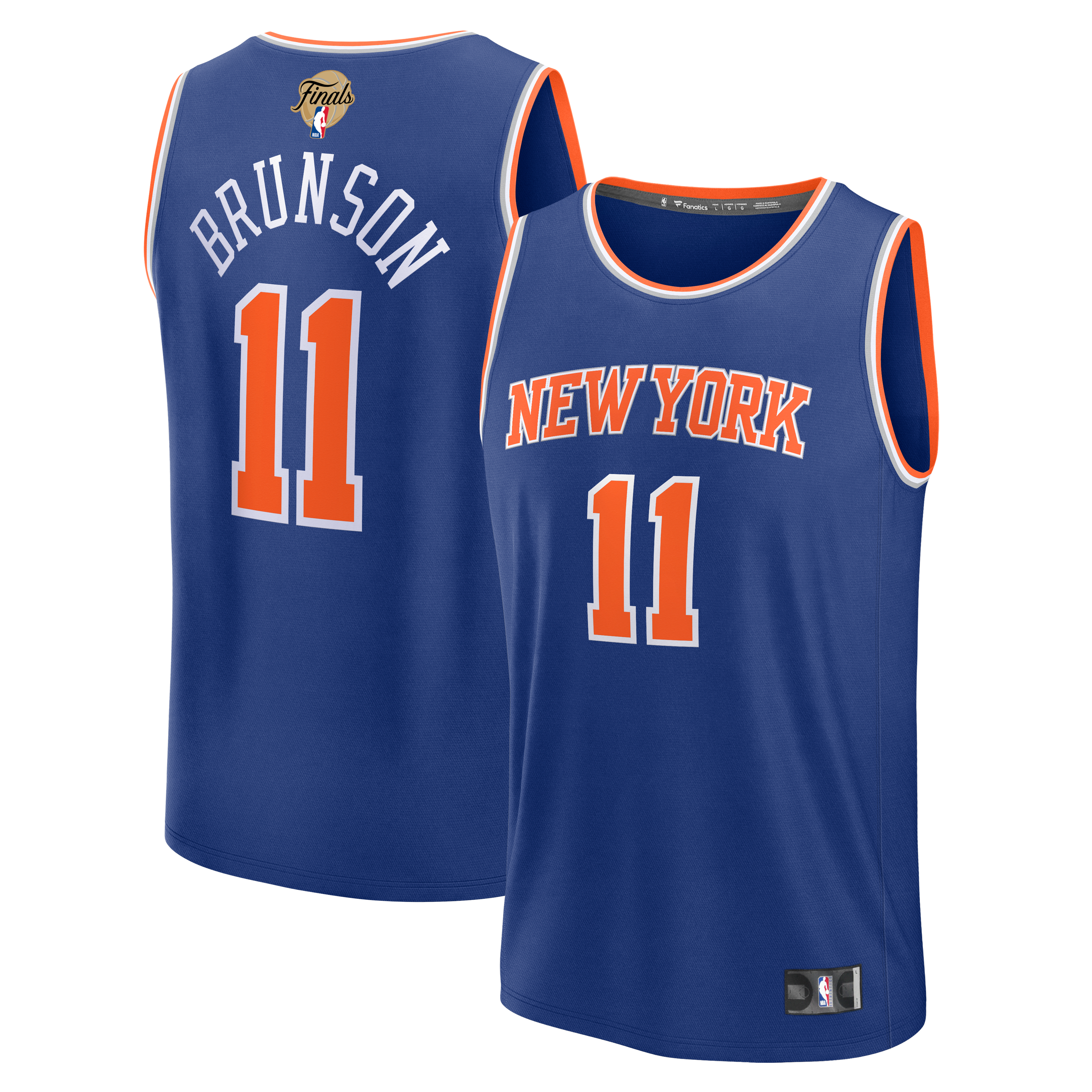 Jalen Brunson New York Knicks 2026 NBA Finals Patch Fast Break Replica Jersey Icon Edition Blue