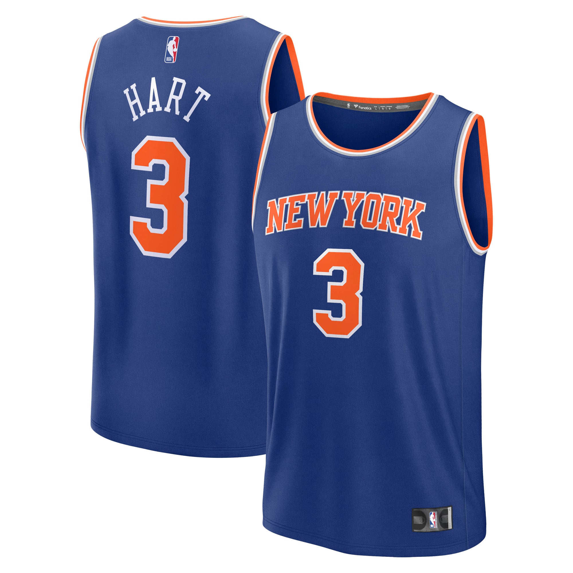 Fanatics Josh Hart New York Knicks Blue Fast Break Replica Player ...