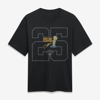Mikal Bridges New York Knicks Fanatics 2026 NBA Champions Trophy Collection Heavyweight T-Shirt - Black
