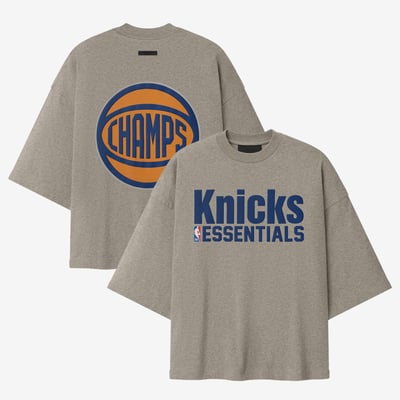 New York Knicks Fear of God 2026 NBA Finals Champions Merch T-Shirt - Heather Gray
