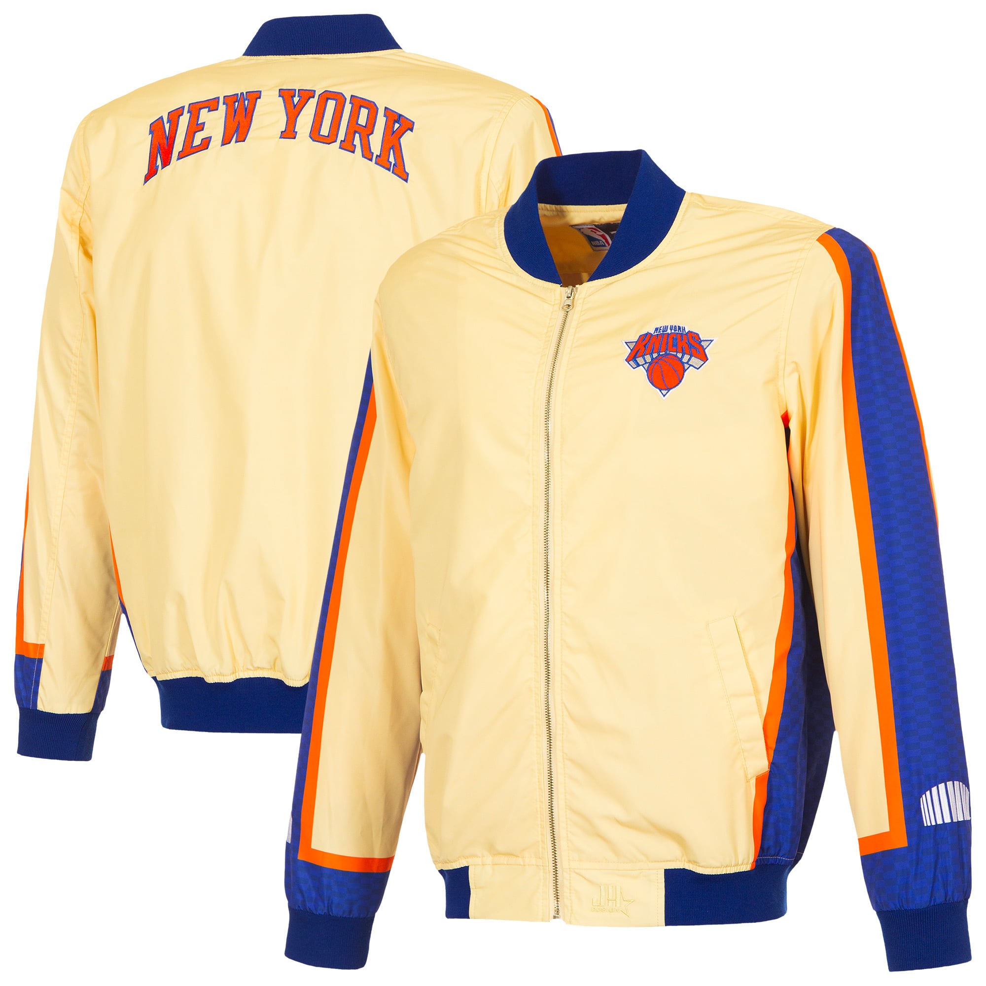 New York Knicks JH Design City Edition Full-Zip Bomber Jacket - Cream