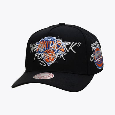  New York Knicks Mitchell & Ness 2026 NBA Champions New York Forever Blast Over Pro Pinch Snapback Hat - Black