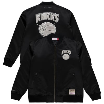 New York Knicks Mitchell & Ness Chrome Satin Bomber Full-Zip Jacket - Black