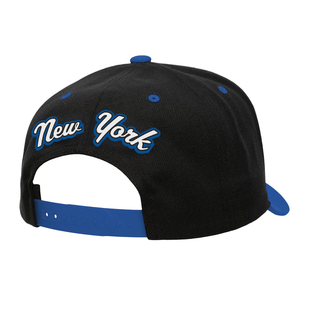 New York Knicks Mitchell & Ness Backside Script 2-Tone Pro Crown Adjustable Hat - Black/Blue