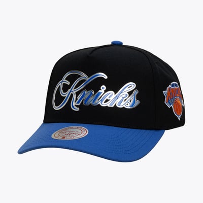 New York Knicks Mitchell & Ness Legacy Made Chrome Pro Snapback Hat - Black/Blue