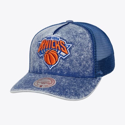  New York Knicks Mitchell & Ness Gameday Snow Wash Adjustable Trucker Hat - Blue