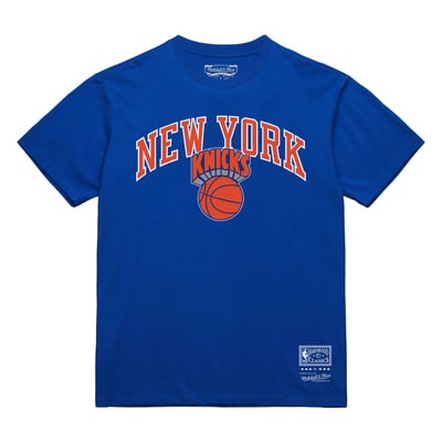 New York Knicks Mitchell & Ness Hardwood Classics Vintage Logo T-Shirt - Blue