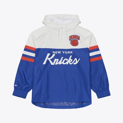  New York Knicks Mitchell & Ness Head Coach Lightweight Anorak Quarter-Zip Windbreaker - Blue