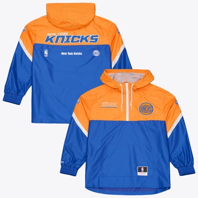 New York Knicks Mitchell & Ness  Triple Check Half-Zip Windbreaker Jacket - Blue
