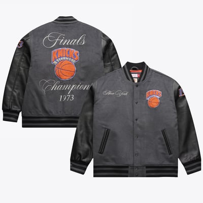  New York Knicks Mitchell & Ness Legacy Made Varsity Full-Snap Jacket - Charcoal