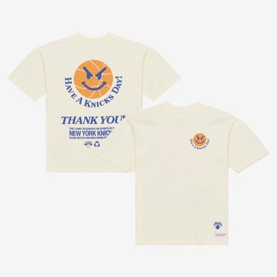  New York Knicks Mitchell & Ness Have a Day T-Shirt - Cream