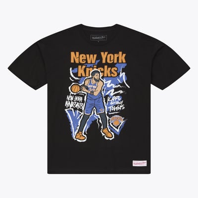 Karl-Anthony Towns New York Knicks Mitchell & Ness Chalked Up T-Shirt - Black