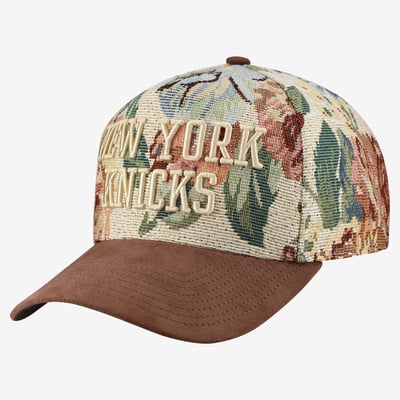 New York Knicks Mitchell & Ness Tapestry Wordmark Pro Snapback Hat - Tan