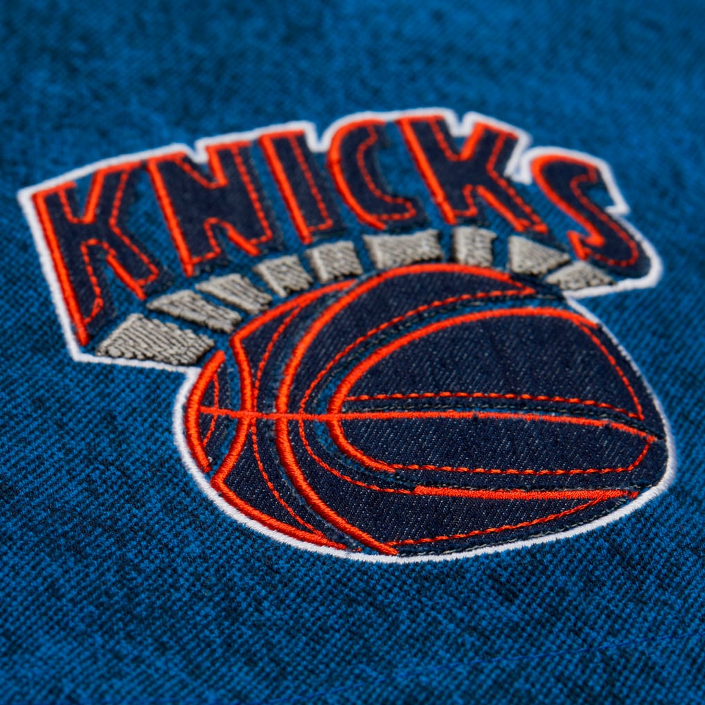 Men's New York Knicks Mitchell & Ness x Purple Brand Navy Button-Up ...