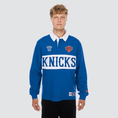 New York Knicks New Era Rugby Long Sleeve Polo - Blue