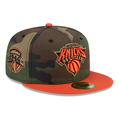 New York Knicks New Era Wood 59FIFTY Fitted Hat - Camo/Orange