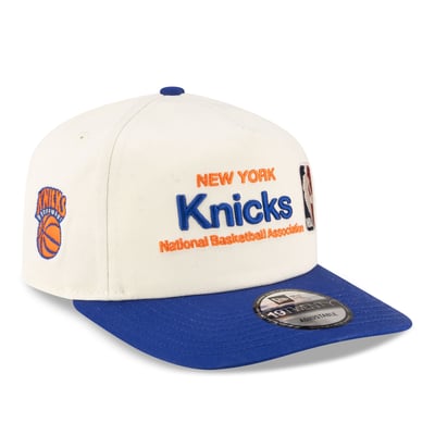  New York Knicks New Era Chrome Wordmark Adjustable Hat - Cream