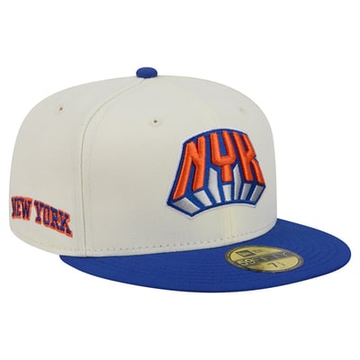 New York Knicks New Era Deceptor 59FIFTY Fitted Hat - Cream/Blue