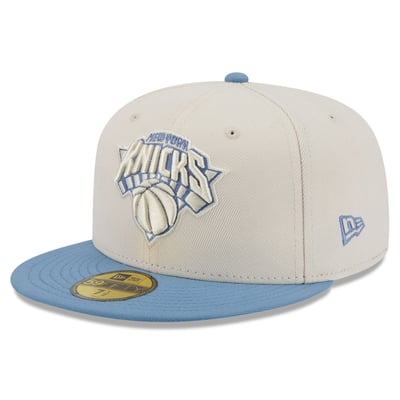 New York Knicks New Era Color Pack 2-Tone 59FIFTY Fitted Hat - Cream/Light Blue