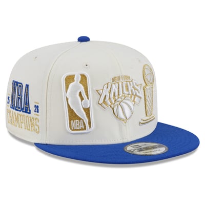 New York Knicks New Era 2026 NBA Finals Champions Locker Room Ring Ceremony 9FIFTY Snapback Hat - White/Blue