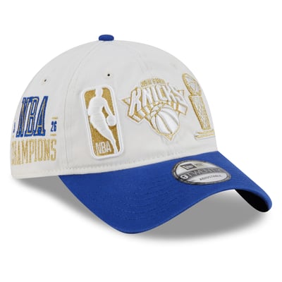 New York Knicks New Era 2026 NBA Finals Champions Locker Room Ring Ceremony 9TWENTY Adjustable Hat - White/Blue