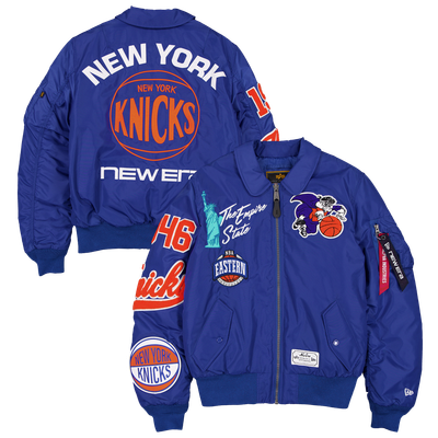  New York Knicks New Era x Alpha Industries MA-1 Full-Zip Bomber Jacket - Blue