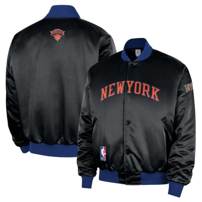  New York Knicks Nike 2025/26 City Edition Remix Courtside Full-Snap Bomber Jacket - Black
