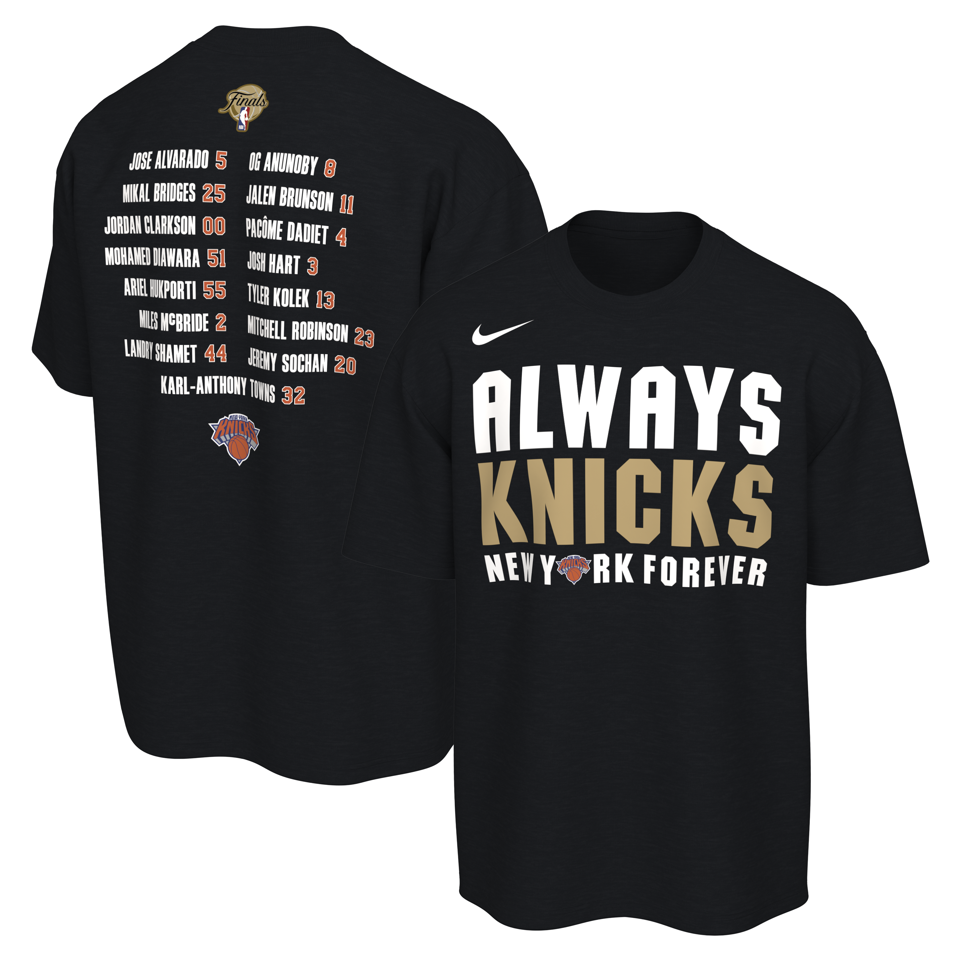 Men's New York Knicks Nike Black 2026 NBA Finals Champions Roster Club ...