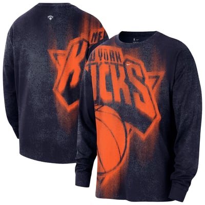 New York Knicks Nike 2026/27 Standard Issue Game Theater Team Anthem Long Sleeve T-Shirt - Navy