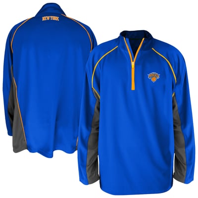 New York Knicks Profile Big & Tall Textured Quarter-Zip Pullover - Blue/Orange