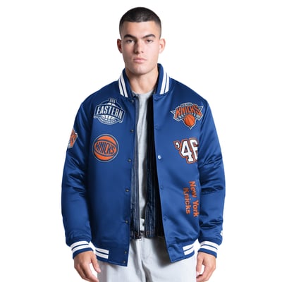 New York Knicks Starter Elite Full Snap Varsity Jacket - Blue