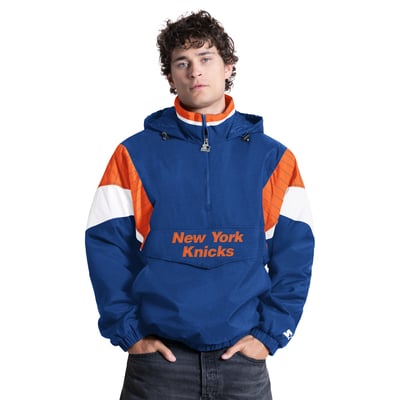 New York Knicks Starter The Throwback Half-Zip Hooded Jacket - Blue