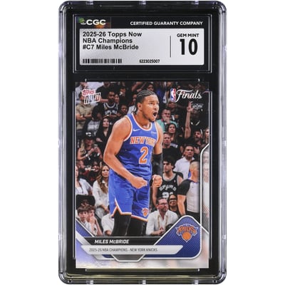 Miles McBride New York Knicks 2025-26 Topps Now 25-26 NBA Champions #C7 CGC Authenticated GEM MINT 10 Card