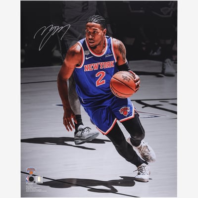 Miles McBride New York Knicks Autographed Fanatics Authentic 2026 NBA Finals Champions 16" x 20" Action Spotlight Photograph 