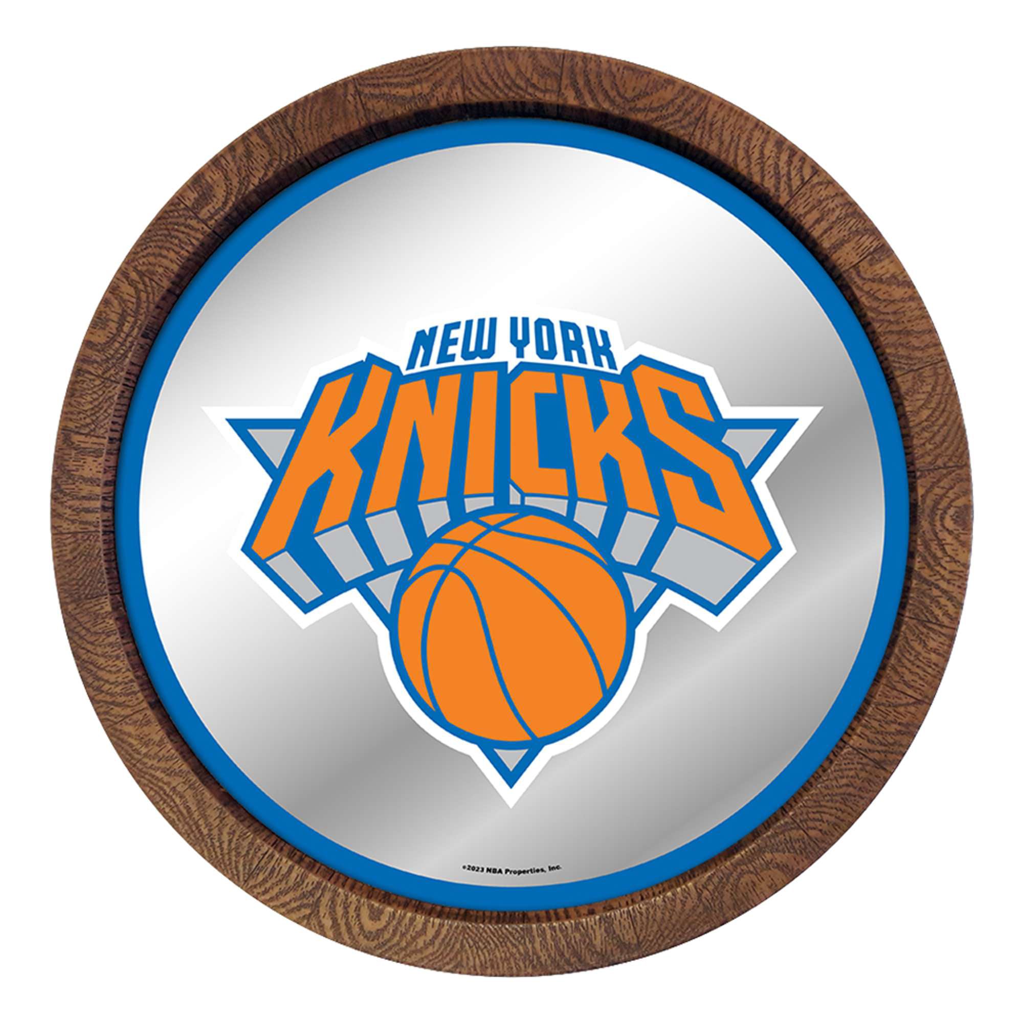 New York Knicks 20.25'' Barrel Top Framed Mirror Sign