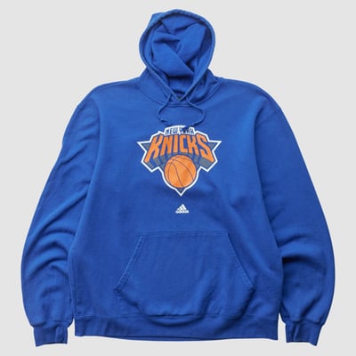 New York Knicks Adidas 2010s Hooded Pullover Sweatshirt - Blue - M by Fanatics Real Vintage