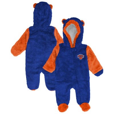 New York Knicks Outerstuff Newborn & Infant Stay Napping Fleece Bunting Full-Zip Sleeper - Blue