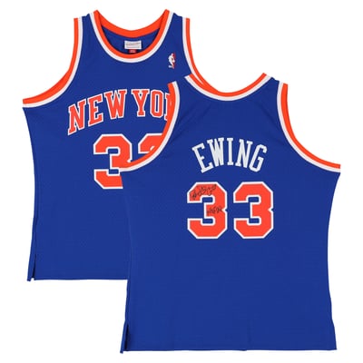 Patrick Ewing New York Knicks Autographed Fanatics Authentic Blue Mitchell & Ness 1991 Swingman Jersey with "HOF 08" Inscription