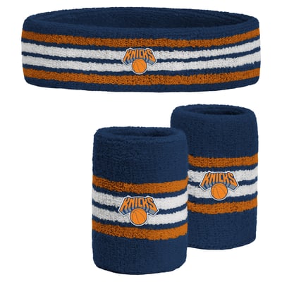 PRO Compression Blue New York Knicks Team Stripe 3-Pack Headband and Wristbands Combo Set