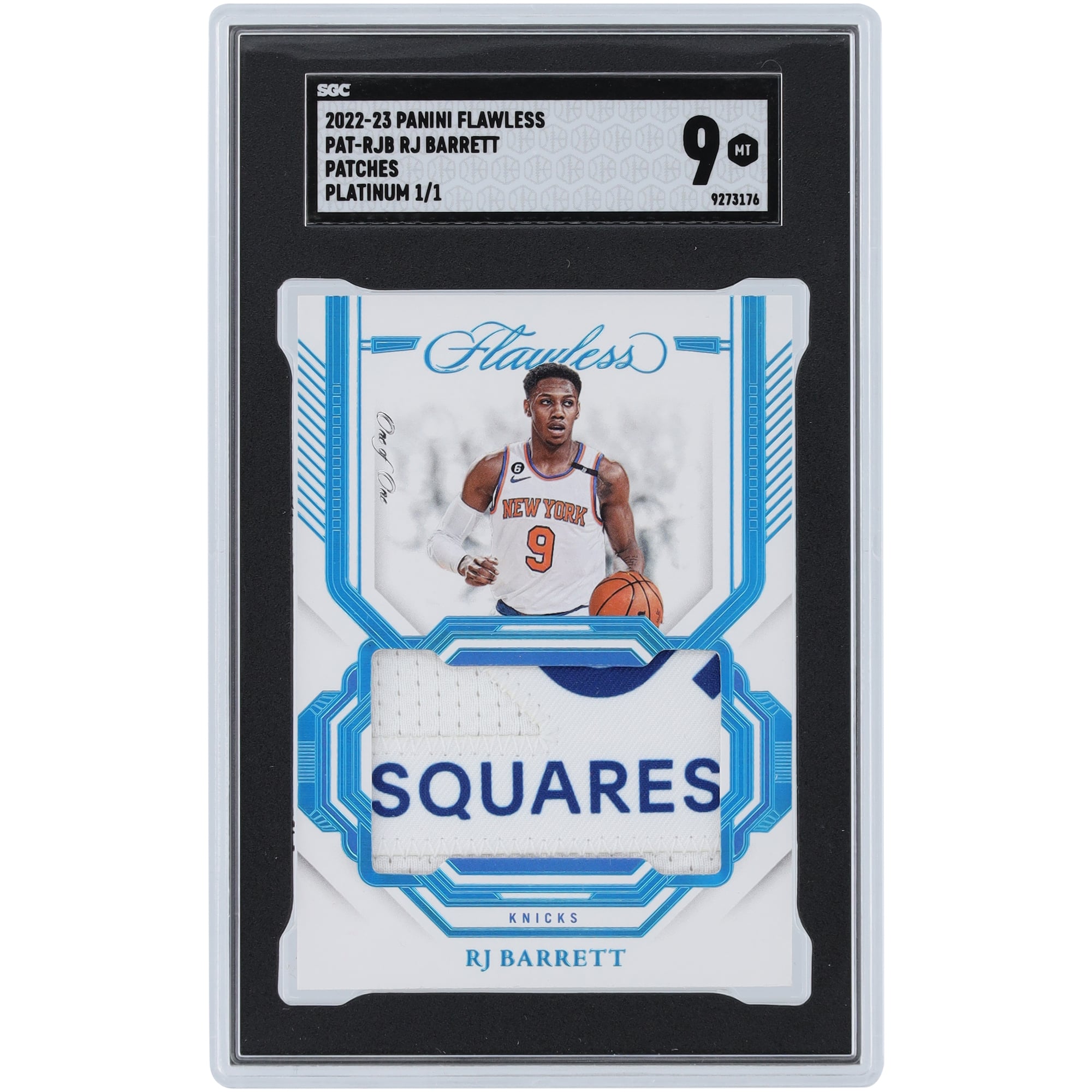 RJ Barrett New York Knicks 2022-23 Panini Flawless Platinum Logo 