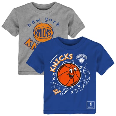  New York Knicks Mitchell & Ness Toddler Two-Pack Sketched Up T-Shirt Set  - Blue/Heather Gray