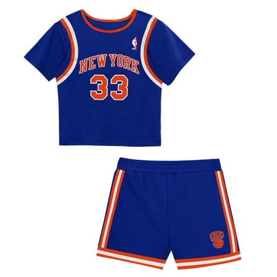 Patrick Ewing New York Knicks Mitchell & Ness Toddler 2-Piece Play by Place T-Shirt & Shorts Set - Blue